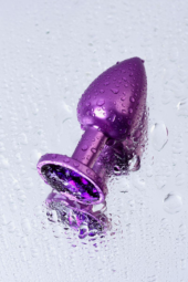 Фиолетовый анальный плаг с кристаллом фиолетового цвета - 7,2 см. - 9