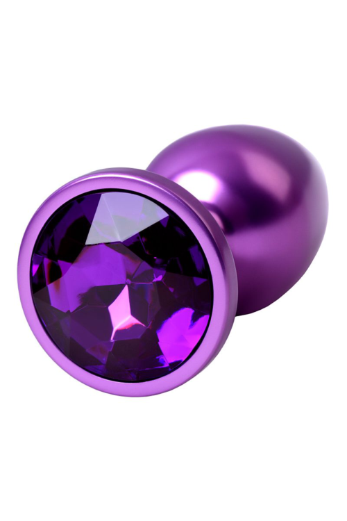 Фиолетовый анальный плаг с кристаллом фиолетового цвета - 7,2 см. - 4