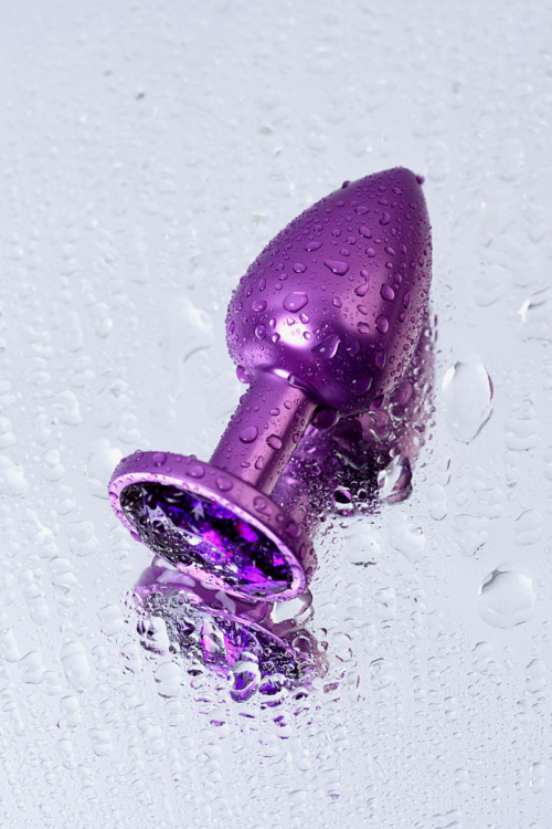 Фиолетовый анальный плаг с кристаллом фиолетового цвета - 7,2 см. - 9