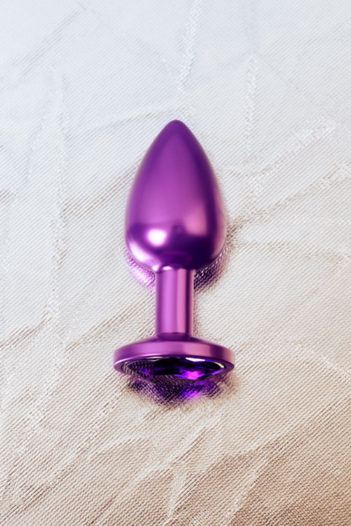 Фиолетовый анальный плаг с кристаллом фиолетового цвета - 7,2 см. - 8