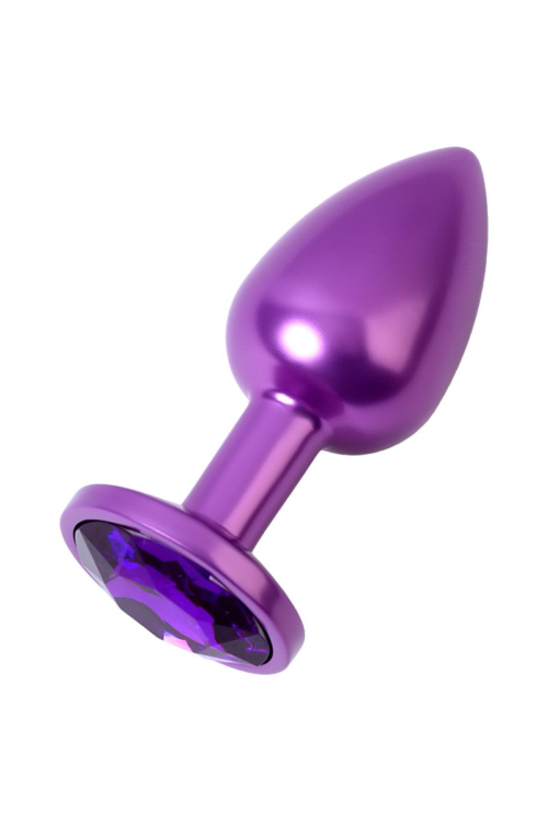 Фиолетовый анальный плаг с кристаллом фиолетового цвета - 7,2 см. - 1
