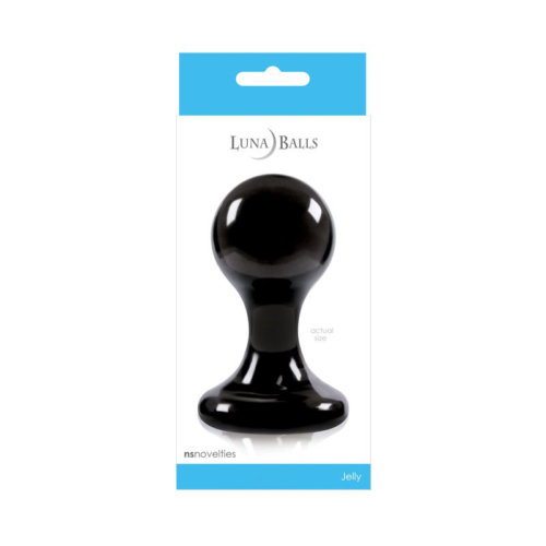 Большая чёрная анальная пробка Luna Balls на присоске - 9,5 см. - 1