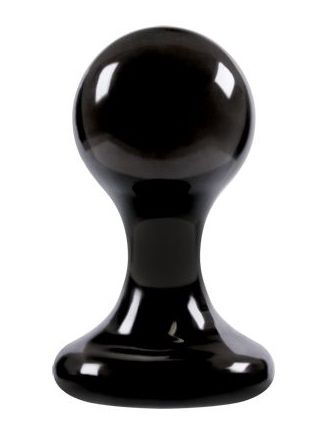 Большая чёрная анальная пробка Luna Balls на присоске - 9,5 см. - 0