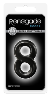 Черное эрекционное кольцо с подхватом мошонки Lucky 8 - 1