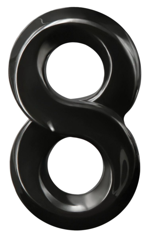 Черное эрекционное кольцо с подхватом мошонки Lucky 8 - 0