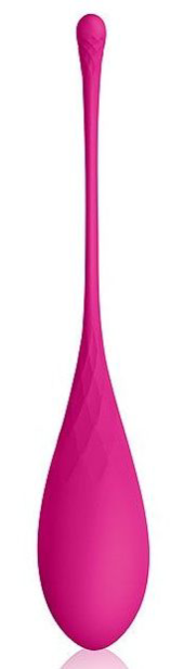 Ярко-розовый тяжелый каплевидный вагинальный шарик со шнурком - 0