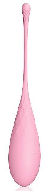 Нежно-розовый каплевидный вагинальный шарик со шнурком - 0