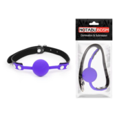 Фиолетовый кляп-шарик с черным ремешком - 1
