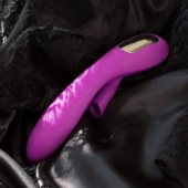 Фиолетовый вибратор с вакуумной стимуляцией клитора Jolie - 20 см. - 0