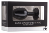Черная анальная пробка с прозрачным кристаллом Diamond Butt Plug - 7,3 см. - 1