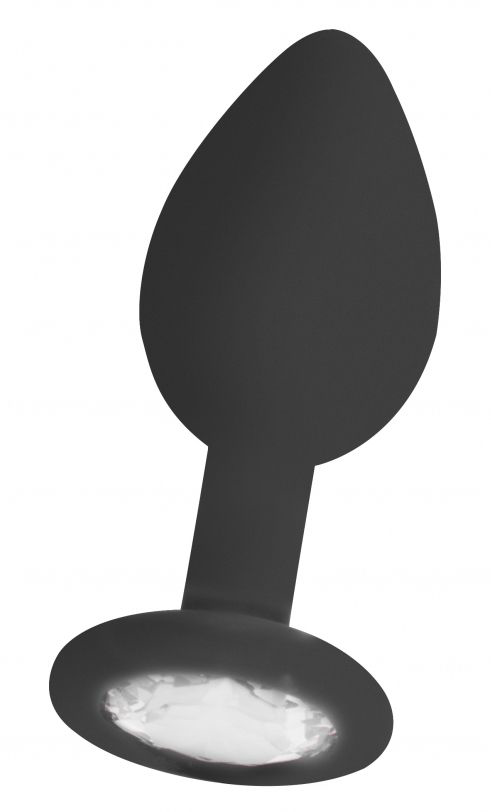 Черная анальная пробка с прозрачным кристаллом Diamond Butt Plug - 7,3 см. - 0