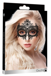 Черная кружевная маска на глаза Queen Black Lace Mask - 2