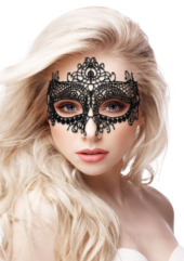 Черная кружевная маска на глаза Queen Black Lace Mask - 1