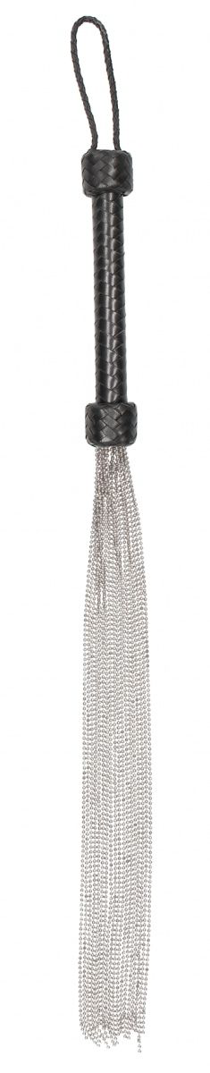 Черная многохвостая металлическая плеть Silver Ball Chain Flogger - 76 см. - 1