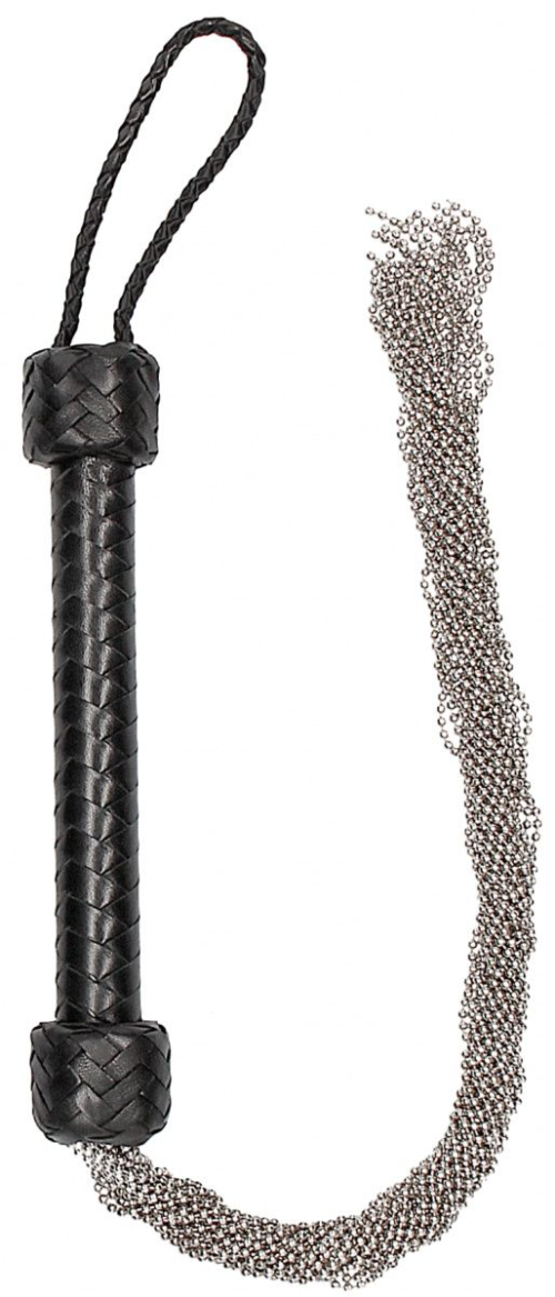 Черная многохвостая металлическая плеть Silver Ball Chain Flogger - 76 см. - 0
