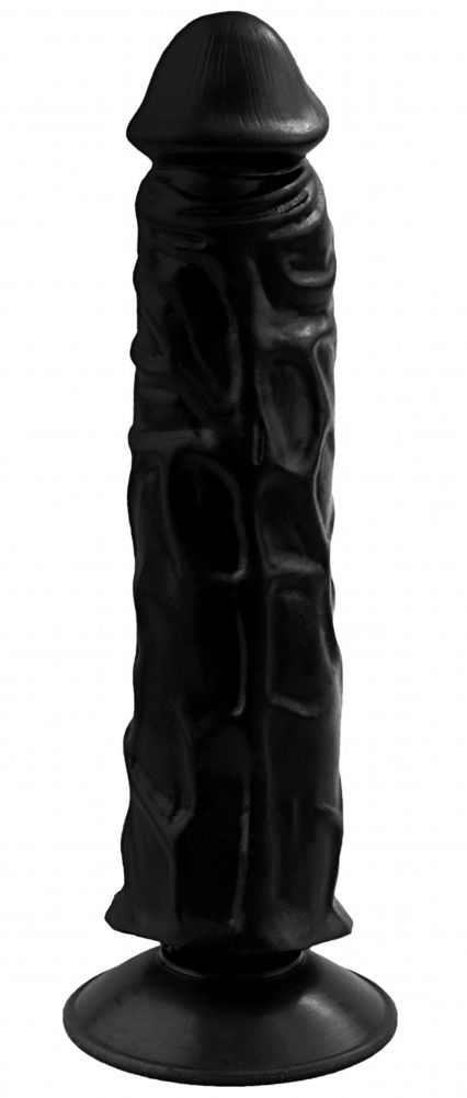 Черный гелевый фаллоимитатор на присоске №9 - 19,5 см. - 0