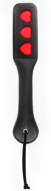Черная шлепалка NOTABU с красными сердечками - 32 см. - 0