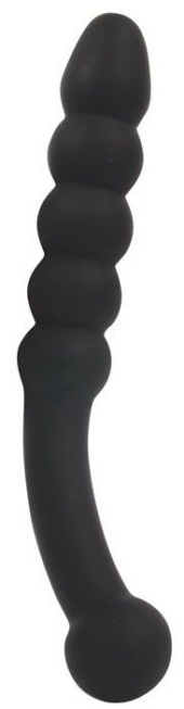 Черный изогнутый анальный стимулятор-елочка - 22,5 см. - 0