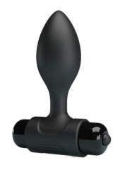 Черная анальная пробка с мощной вибрацией Vibra - 8,6 см. - 0