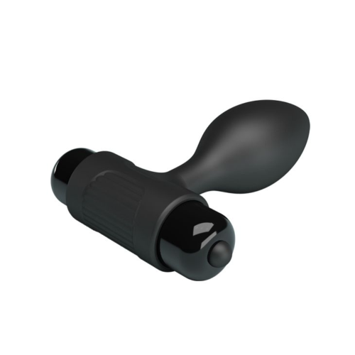 Черная анальная пробка с мощной вибрацией Vibra - 8,6 см. - 2
