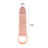 Телесная вибрирующая насадка на пенис с подхватом для мошонки - 17 см. - 4
