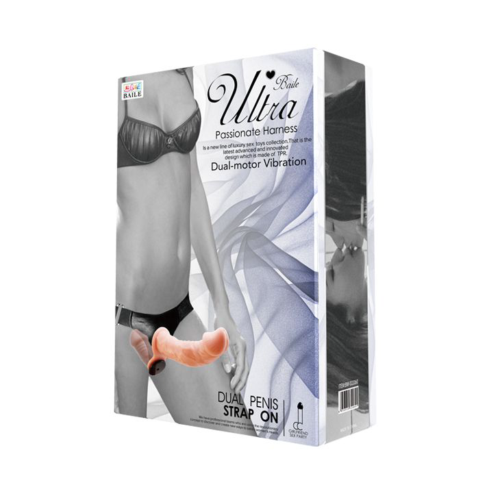 Женский телесный страпон с вагинальной вибропробкой Ultra - 17,5 см. - 4
