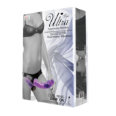 Женский фиолетовый страпон с вагинальной вибропробкой Ultra - 17,5 см. - 5