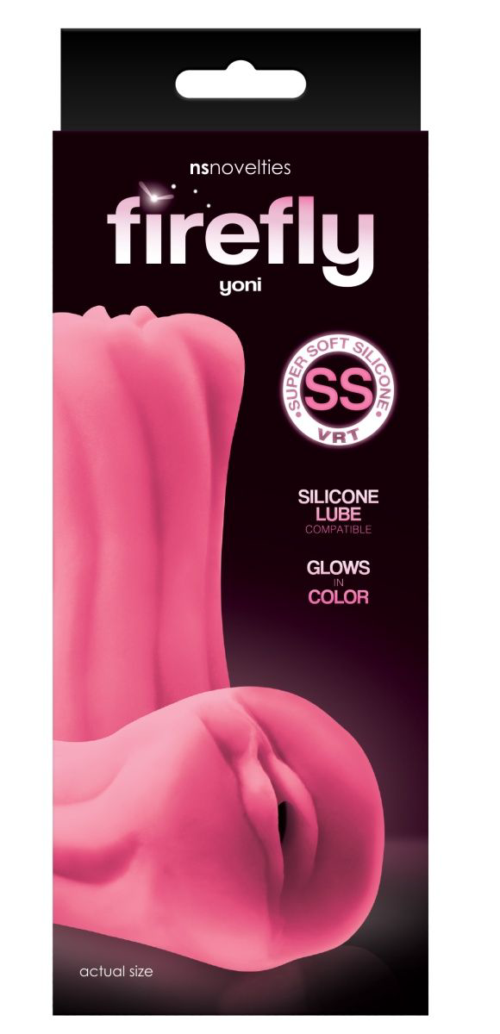 Розовый, светящийся в темноте мастурбатор-вагина из мягкого силикона Yoni - 1