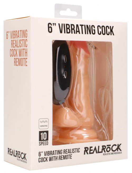 Телесный вибратор-реалистик Vibrating Realistic Cock 6 With Scrotum - 15 см. - 2