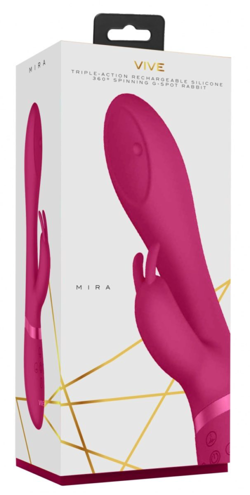 Розовый вибромассажер-кролик Mira - 21,5 см. - 2