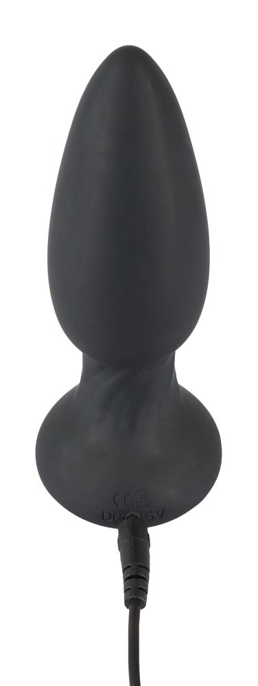 Черная анальная пробка с вибрацией и вращением шариков - 13,8 см. - 4