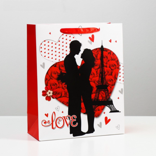 Подарочный пакет Романтичная пара Love - 32 х 26 см. - 0