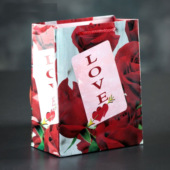Подарочный пакет Love с розами - 15 х 12 см. - 0
