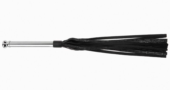 Черная многохвостая плеть с металлической ручкой - 44 см. - 1