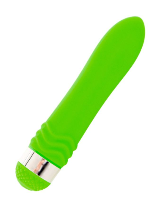 Зеленый водонепроницаемый вибратор - 14 см. - 0