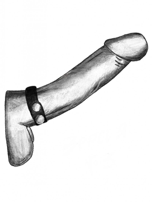 Черный узкий ремень-утяжка на пенис с металлическими кнопками - 1