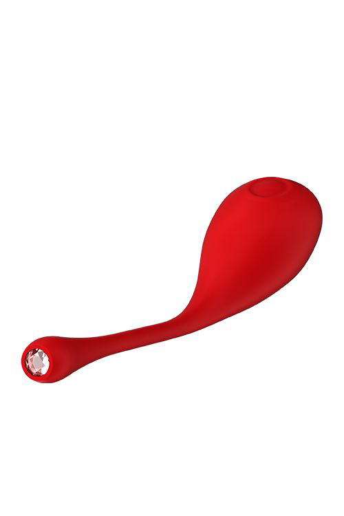 Красный вагинальный шарик METIS на шнурке с кристаллом - 2