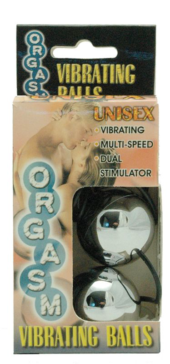 Серебристые вагинальные шарики с вибрацией ORGASM VIBRATING BALL - 2